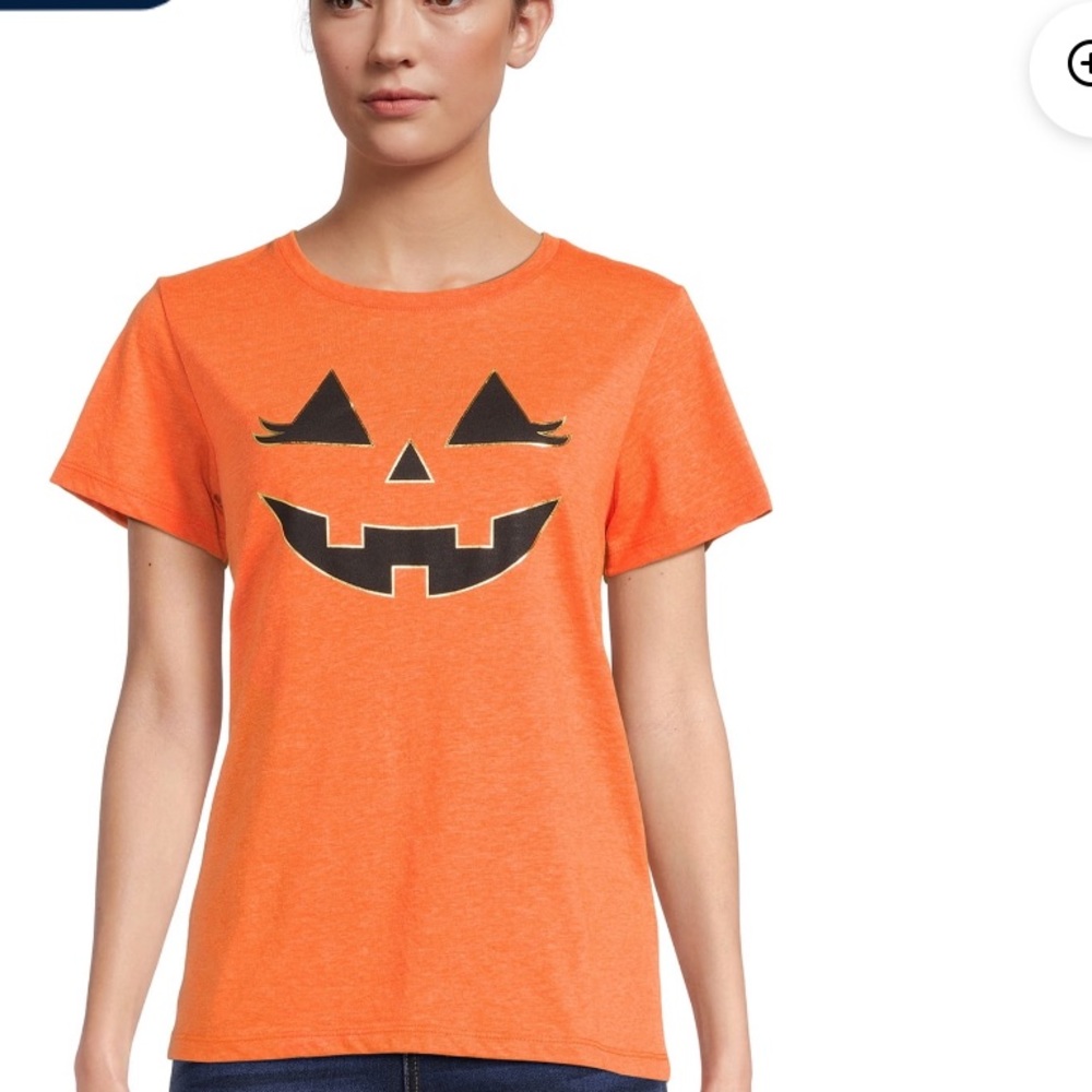 Women's Halloween Jack-O-Lantern Graphic Tee, Fall Short Sleeve T Shirt